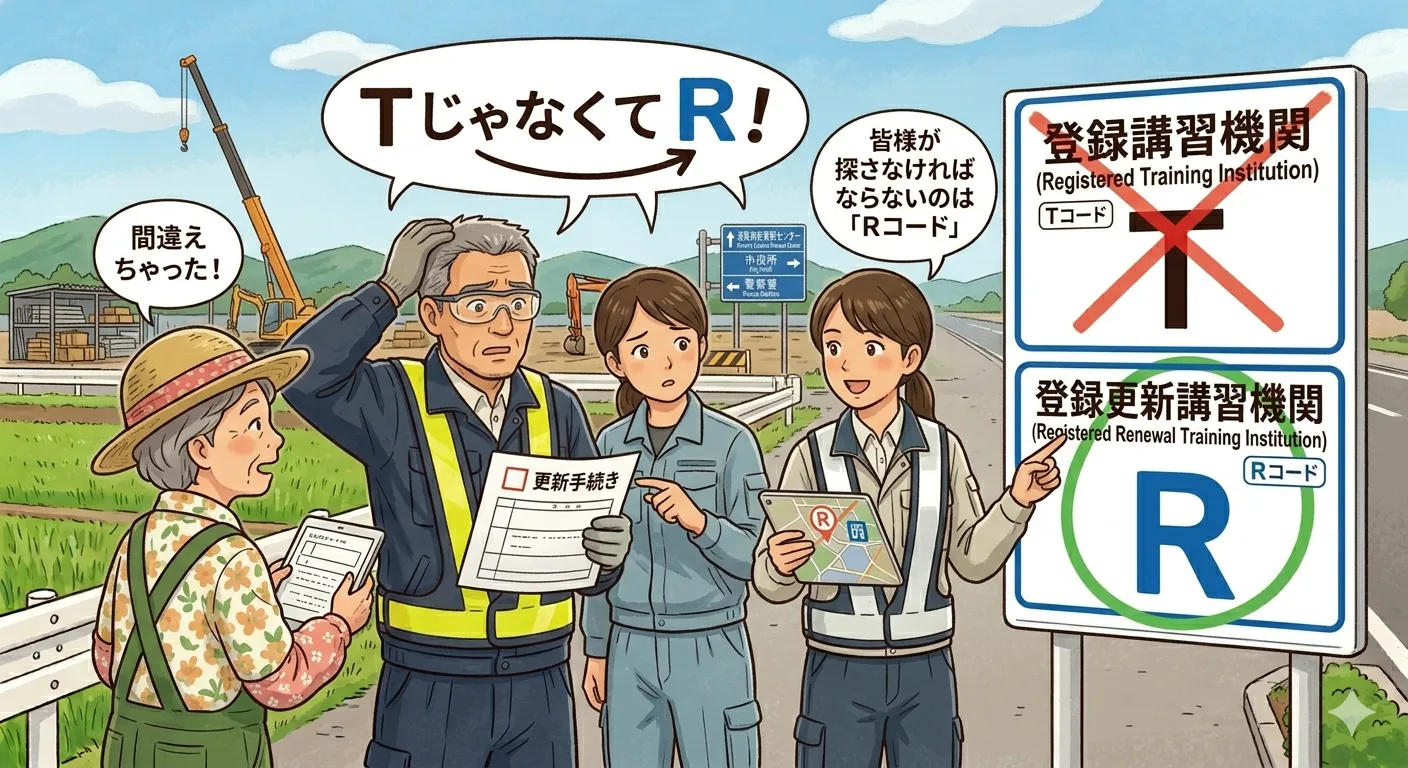 ドローン国家資格の登録講習機関と登録更新講習機関の違いについて確認しているイラスト